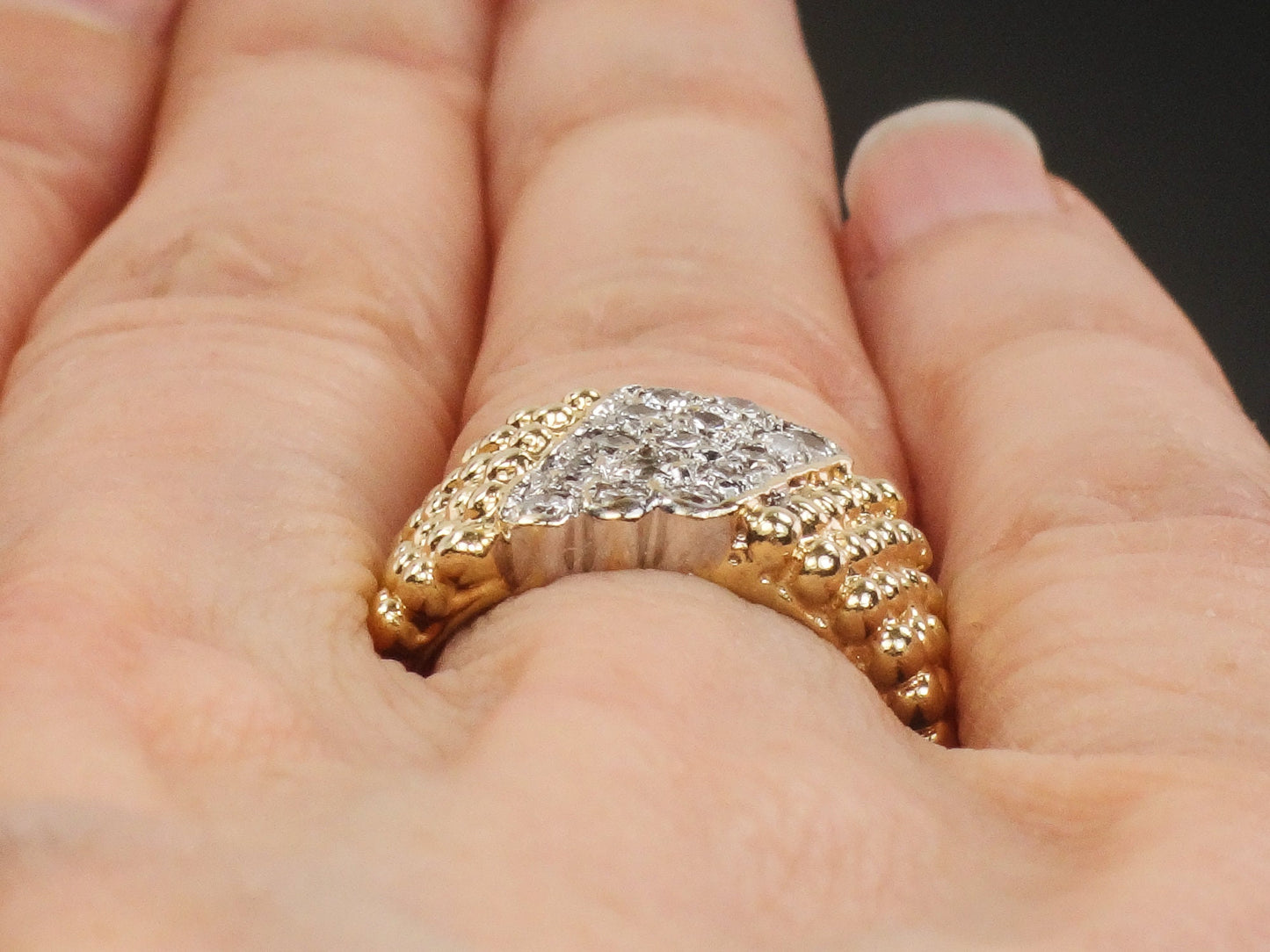 Vintage 14k Yellow Gold Natural Diamond Ring 1/2 CT TDW Diamond Cigar Band Ring Size 3.75
