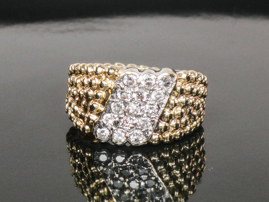 Vintage 14k Yellow Gold Natural Diamond Ring 1/2 CT TDW Diamond Cigar Band Ring Size 3.75