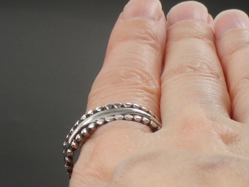 Vintage Large Handmade Sterling Silver Band Unisex Wide Wedding Ring 7mm Size 11.5