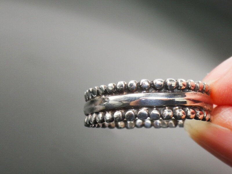 Vintage Large Handmade Sterling Silver Band Unisex Wide Wedding Ring 7mm Size 11.5