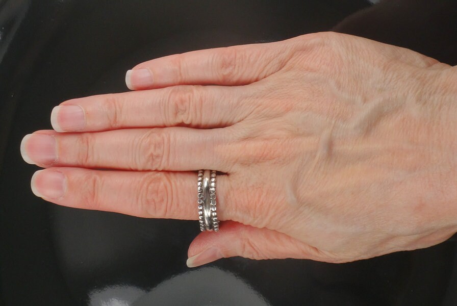 Vintage Large Handmade Sterling Silver Band Unisex Wide Wedding Ring 7mm Size 11.5