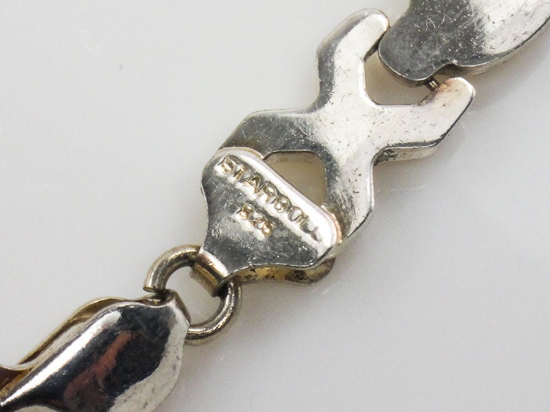 Vintage Sterling Silver Elephant Hearts XO Necklace: Good Luck, 17"