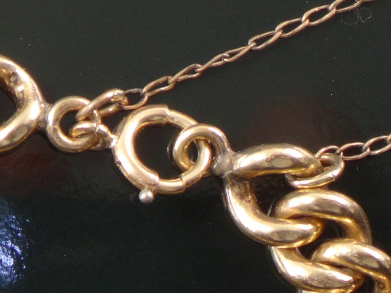 Vintage Rolled Gold Plate Link Bracelet with Safety Chain - Circa 1930's - 7 3/8"