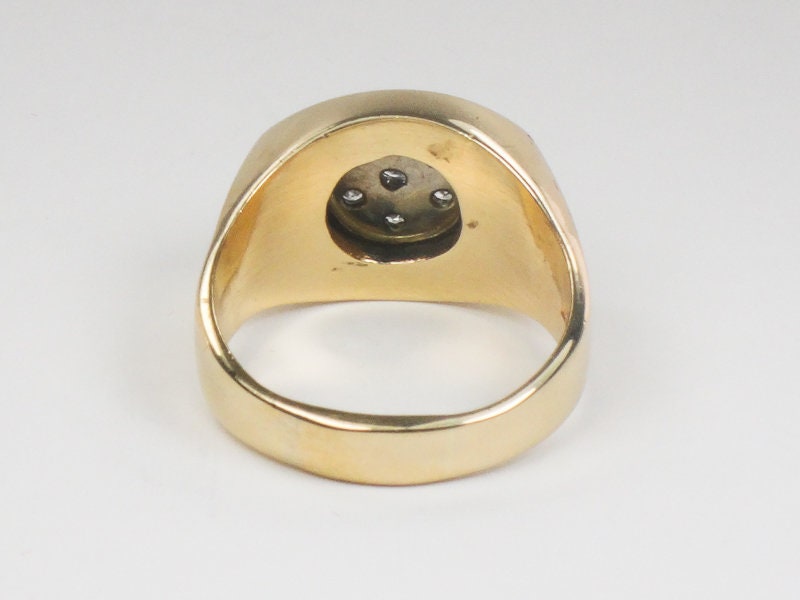 Vintage Men's 14k Yellow Gold Natural Diamond Cluster Ring Approx 1.0 CT TDW Diamond Ring