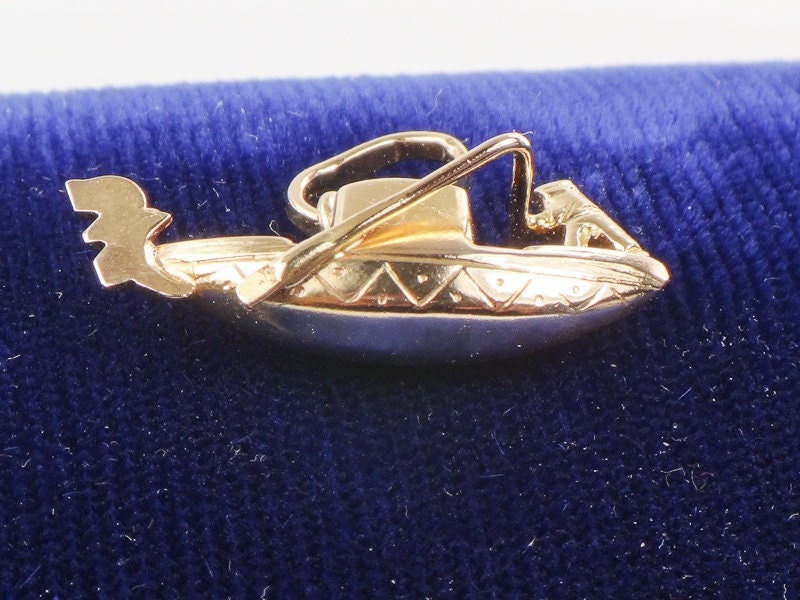 Vintage 18k Yellow Gold Italian Gondola Pendant Charm 3D Italy Travel Charm