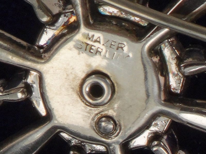 Vintage Mazer Sterling Silver Faux Pearl and Rhinestone Starburst Pin