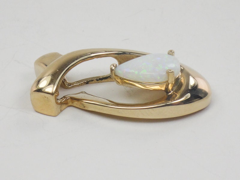 Vintage Large 14k Yellow Gold Natural Opal Slide Pendant