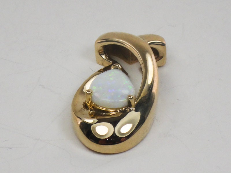 Vintage Large 14k Yellow Gold Natural Opal Slide Pendant