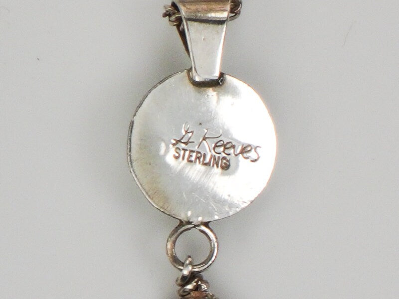 Vintage Gary Reeves Navajo Large Sterling Silver Turquoise Feather Pendant Necklace 16"