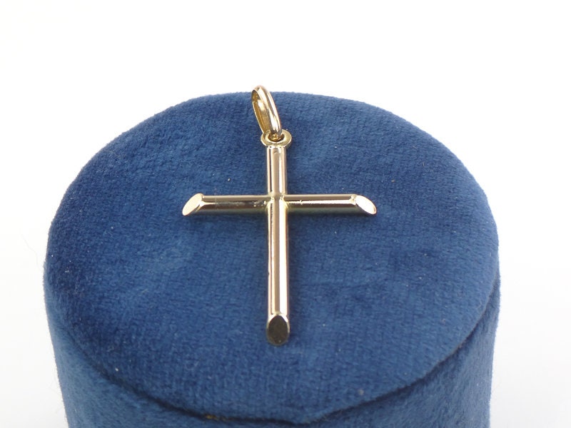 Vintage Large 14k Yellow Gold Cross Pendant, Religious Jewelry, Unisex Men's Cross