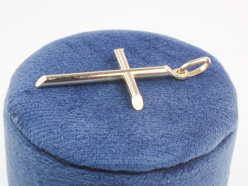 Vintage Large 14k Yellow Gold Cross Pendant, Religious Jewelry, Unisex Men's Cross