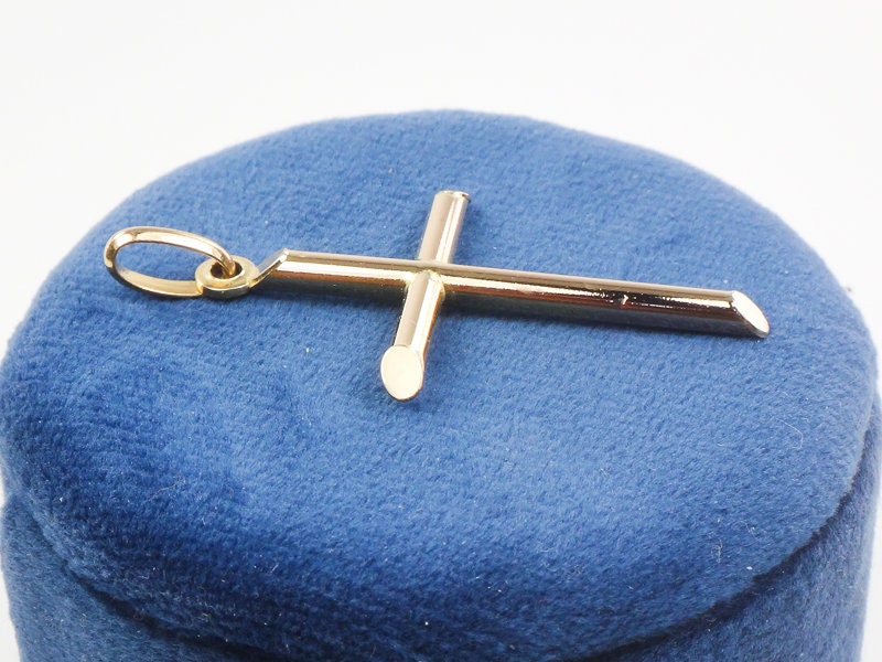Vintage Large 14k Yellow Gold Cross Pendant, Religious Jewelry, Unisex Men's Cross