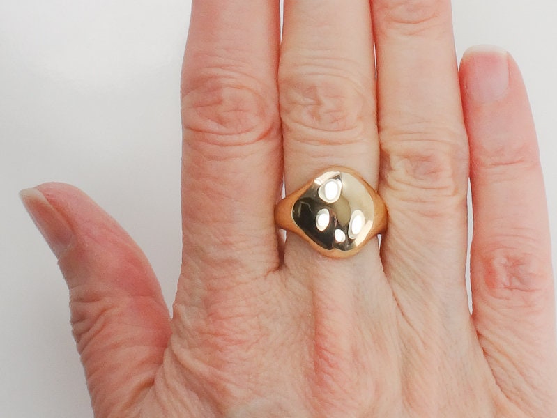 Vintage Solid 14k Yellow Gold Polished Dome Ring Size 6