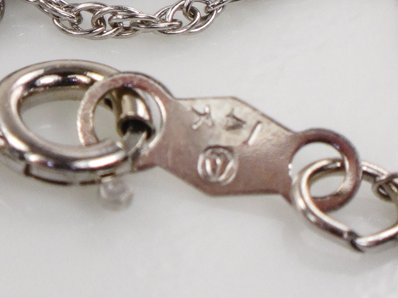 Vintage 14k White Gold Three Cultured Pearl and Diamond Pendant Necklace Trefoil Bride Necklace 16"