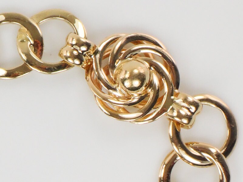 Vintage Retro 14k Yellow Gold Diamond Fancy Circle Link Bracelet 7.75"