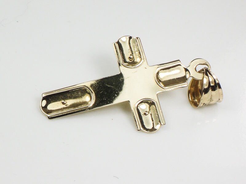 Vintage Large 14k Yellow Gold Crucifix Cross Pendant Religious Jewelry Men's Crucifix