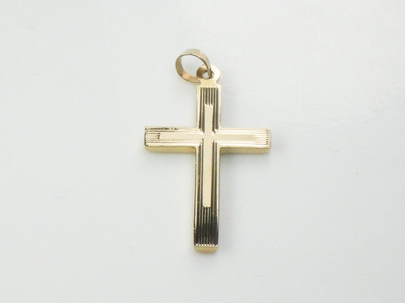 Vintage 14k Yellow Gold Cross Pendant Christian Religious Jewelry