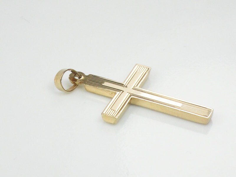 Vintage 14k Yellow Gold Cross Pendant Christian Religious Jewelry