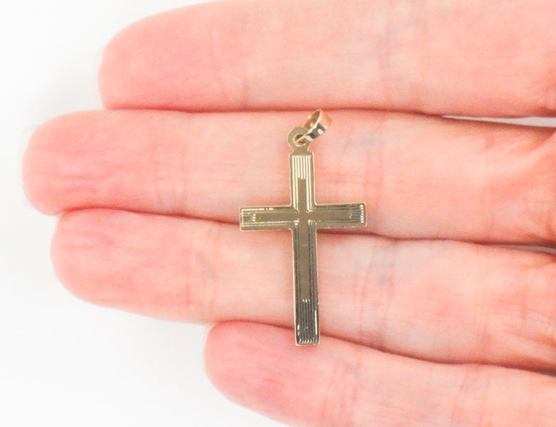 Vintage 14k Yellow Gold Cross Pendant Christian Religious Jewelry