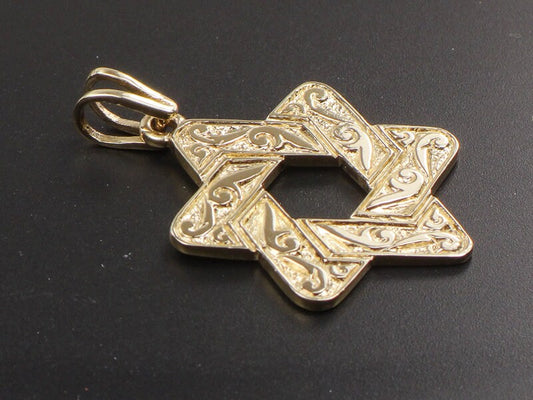 Vintage 14k Yellow Gold Star of David Pendant - Unisex Jewish Charm