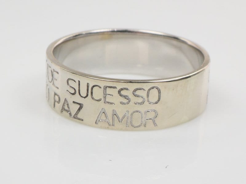 Vintage 14k White Gold Wedding Band: Portuguese Blessing Ring, Size 8.25