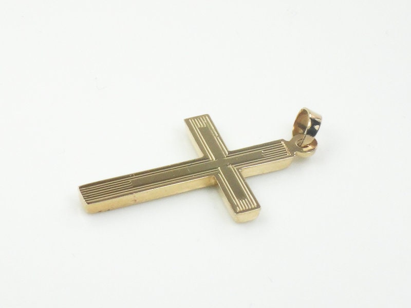 Vintage 14k Yellow Gold Cross Pendant Christian Religious Jewelry