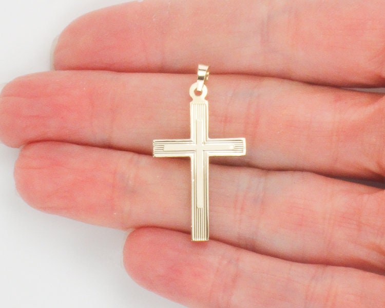 Vintage 14k Yellow Gold Cross Pendant Christian Religious Jewelry