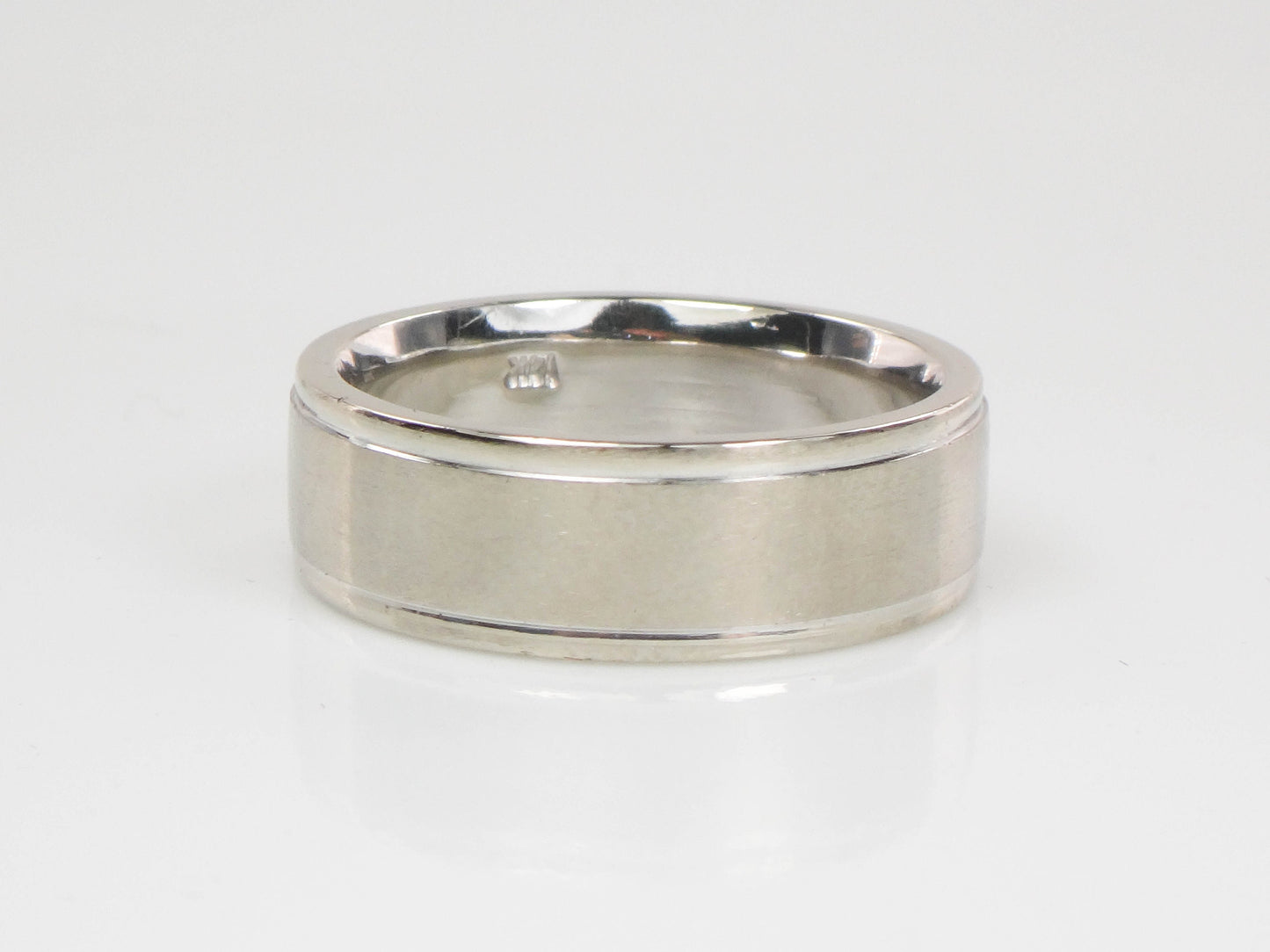 Vintage 14k White Gold Wedding Band 6.7 MM Wedding Ring Size 8