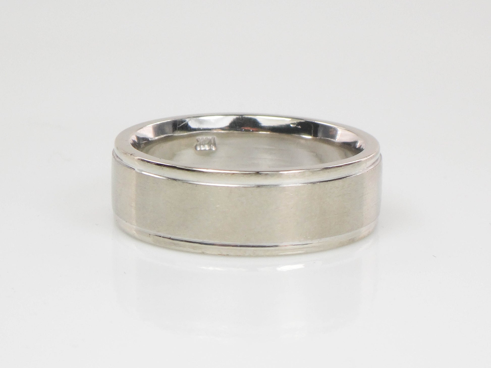 Vintage 14k White Gold Wedding Band 6.7 MM Wedding Ring Size 8