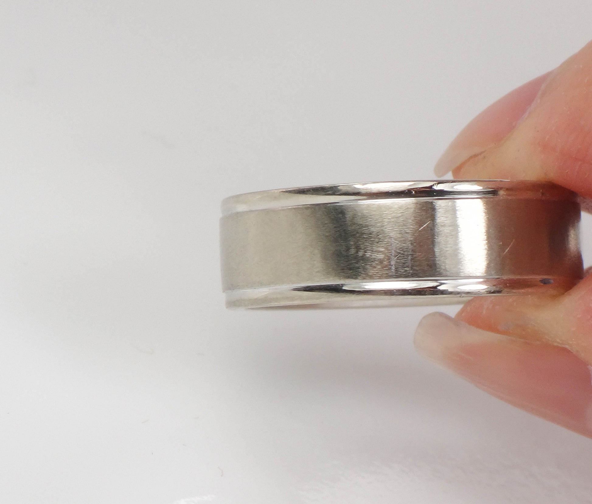 Vintage 14k White Gold Wedding Band 6.7 MM Wedding Ring Size 8