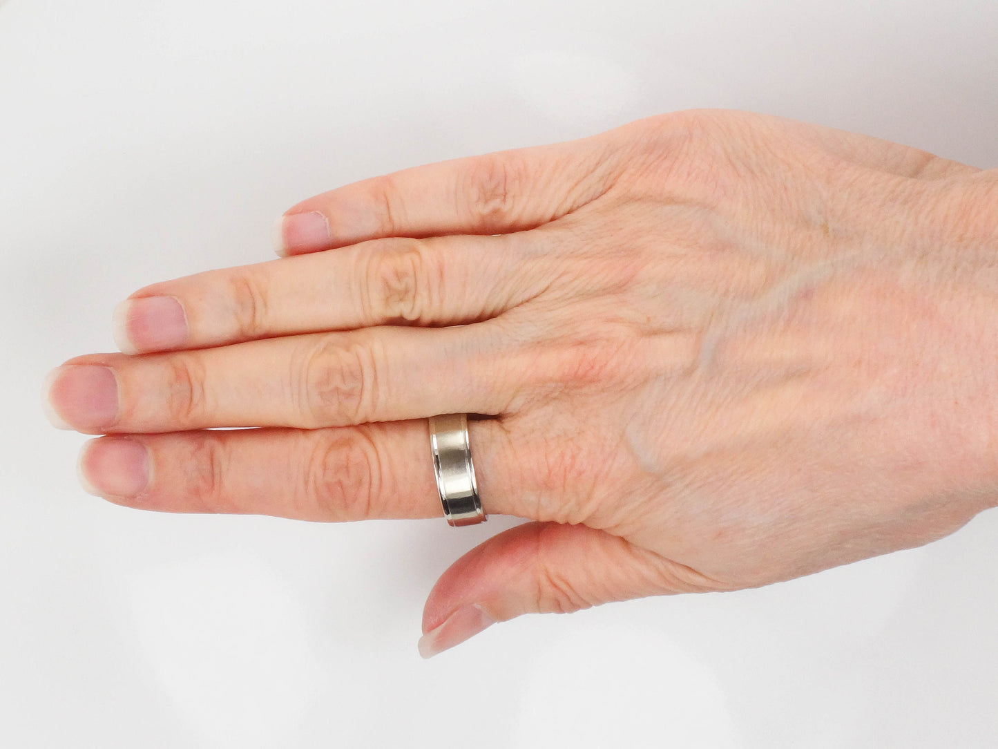 Vintage 14k White Gold Wedding Band 6.7 MM Wedding Ring Size 8