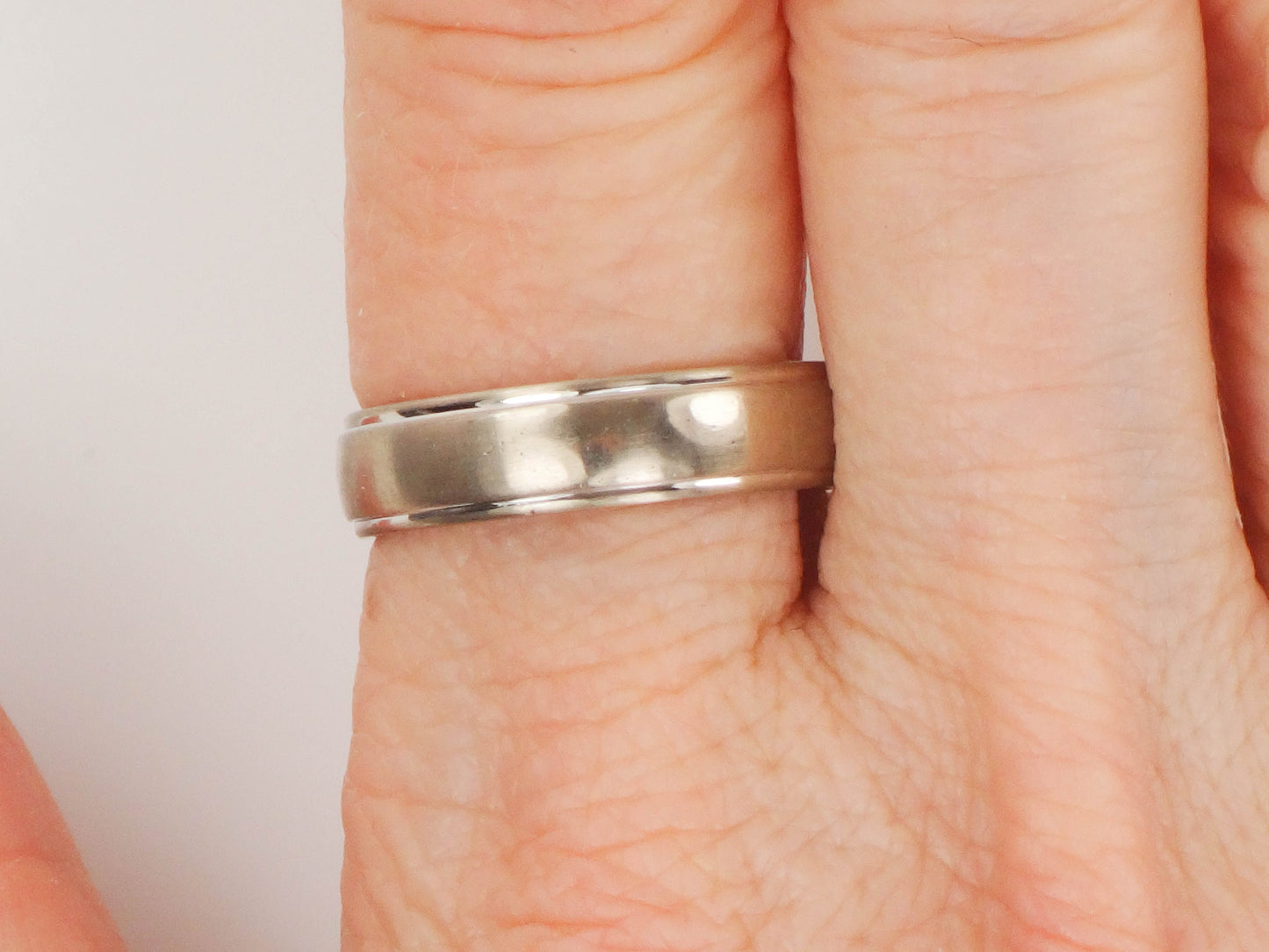 Vintage 14k White Gold Wedding Band 5 MM Wedding Ring Size 7