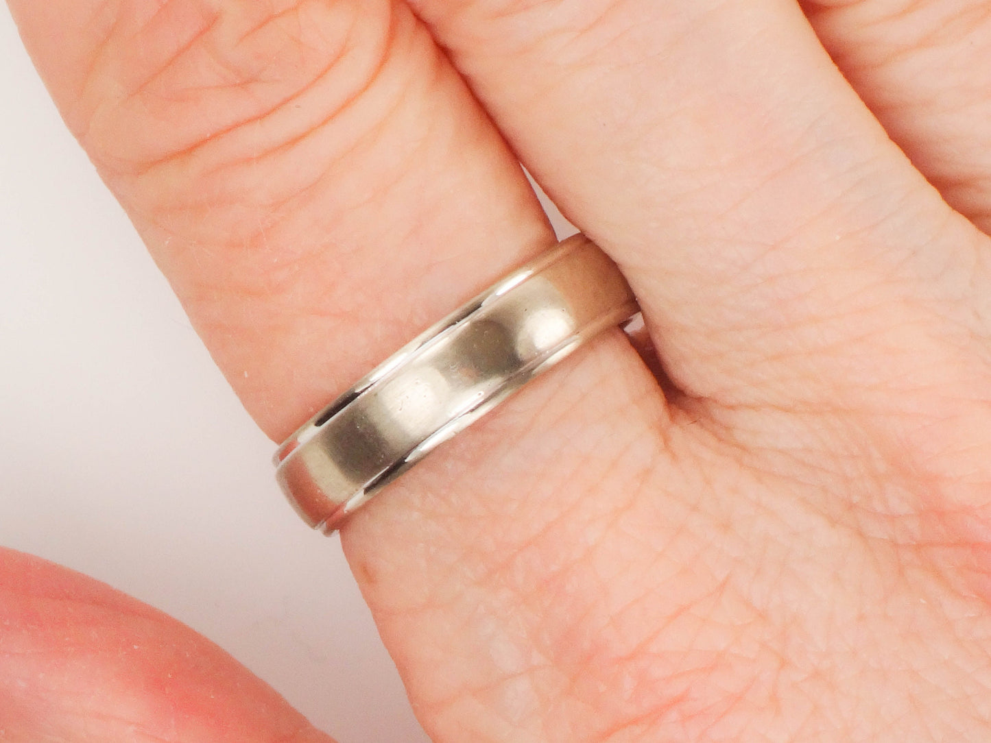 Vintage 14k White Gold Wedding Band 5 MM Wedding Ring Size 7