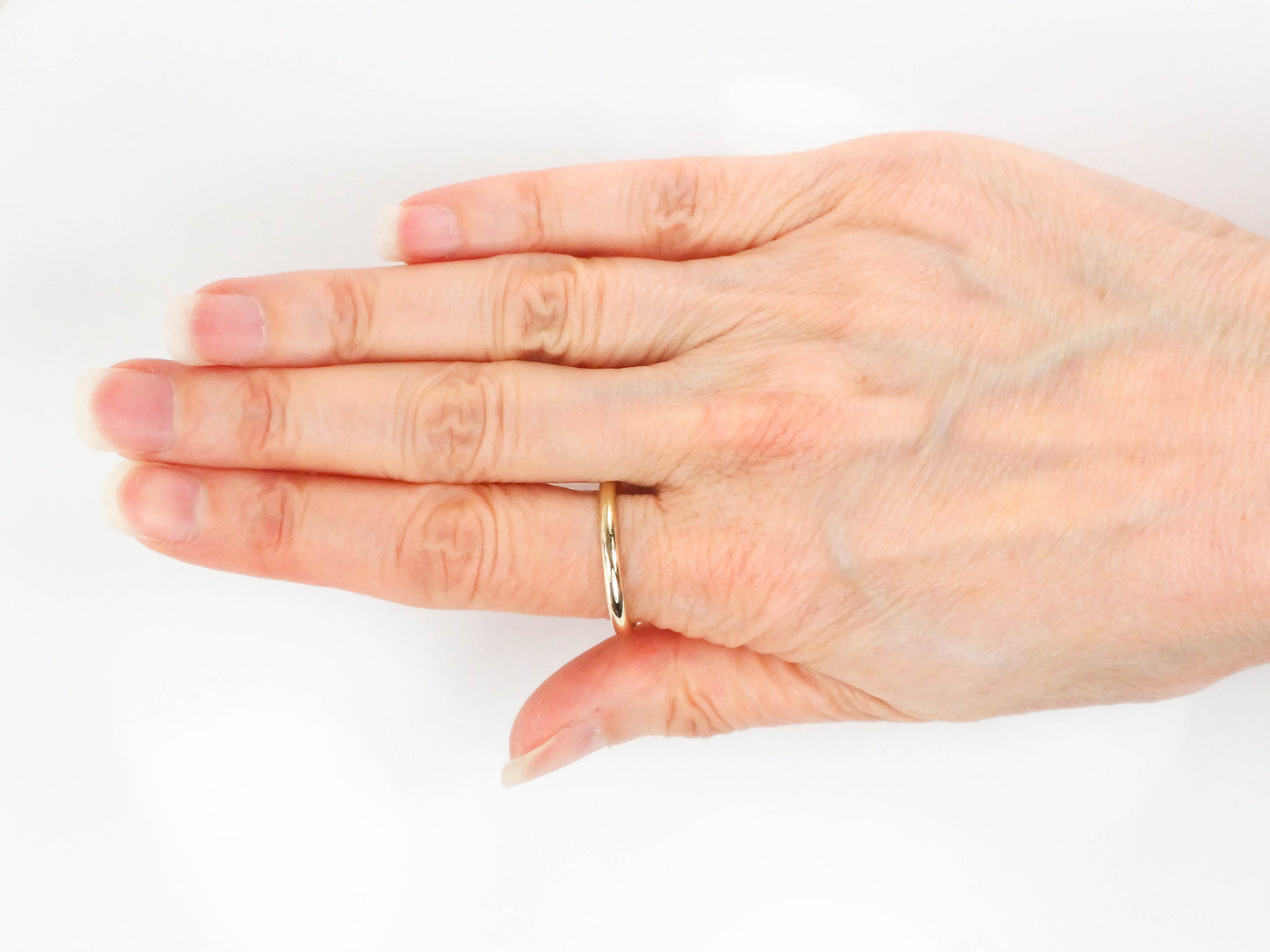 Vintage Thin 14k Yellow Solid Gold Wedding Band 2.4 MM Stacking Ring - Size 10.75