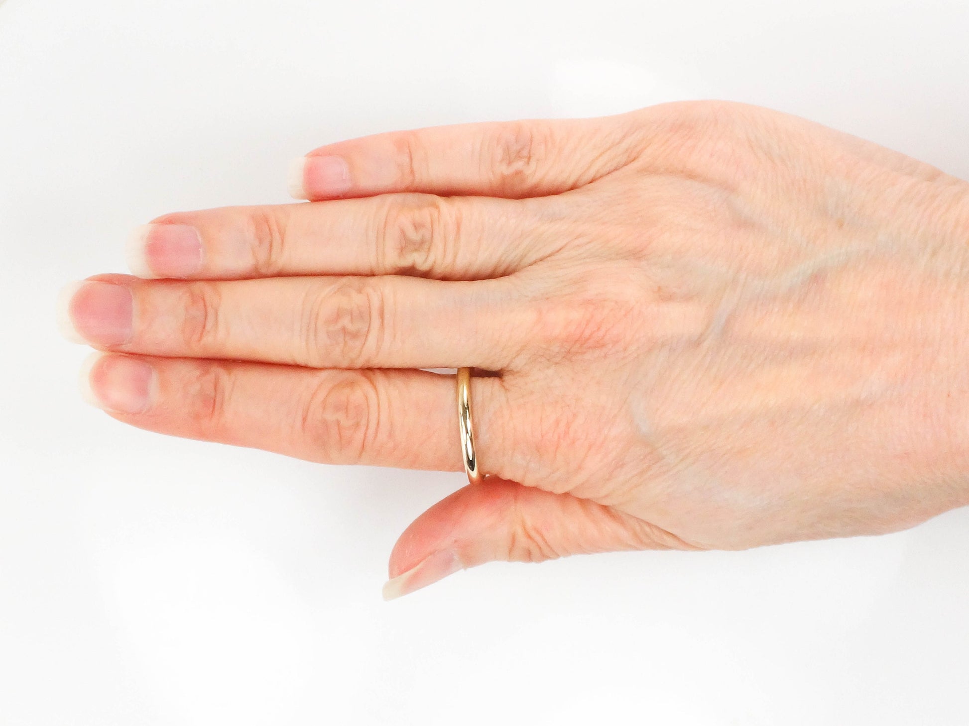 Vintage Thin 14k Yellow Solid Gold Wedding Band 2.4 MM Stacking Ring - Size 10.75