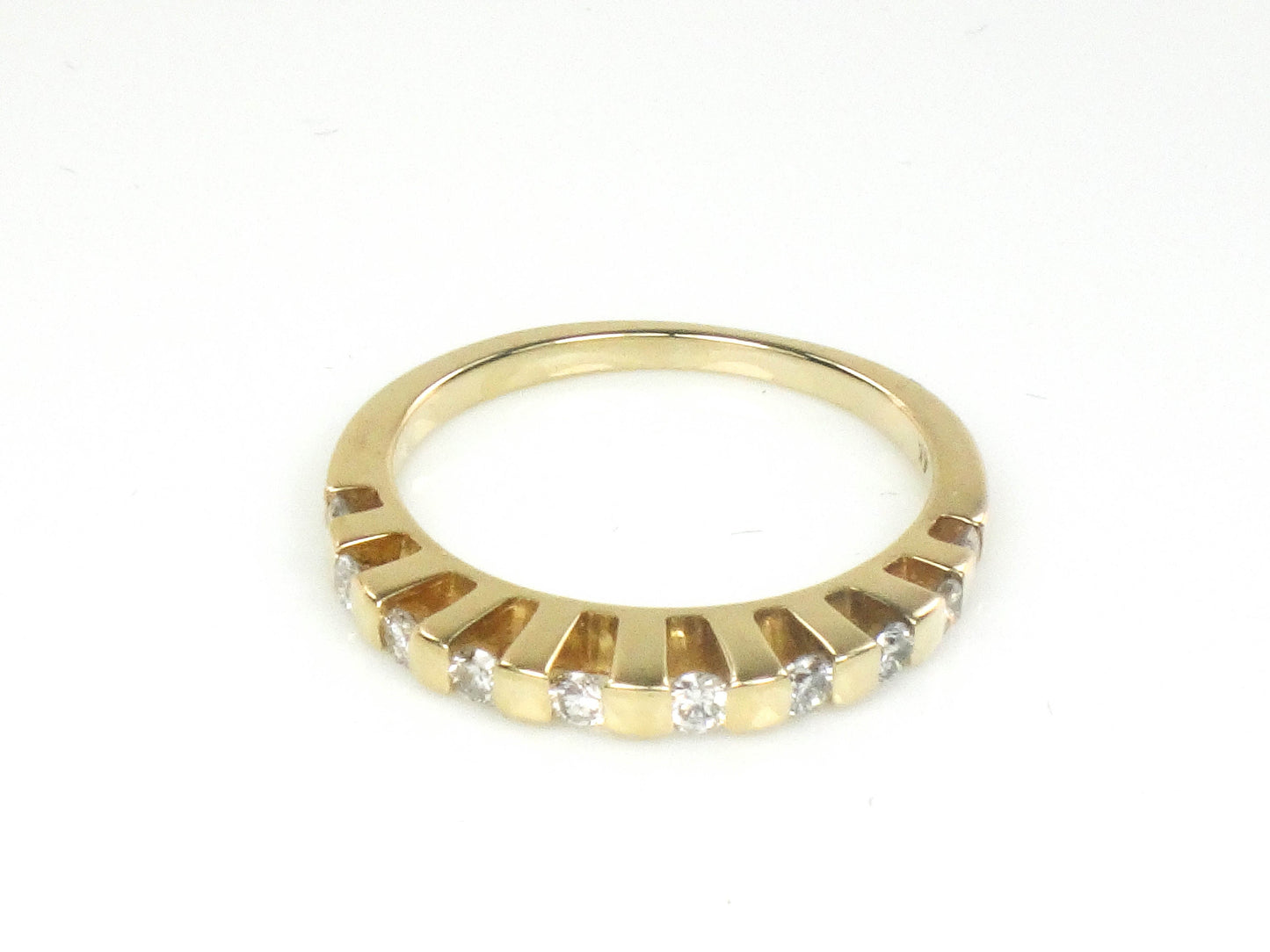 Vintage 14k Yellow Gold Round Natural Diamond Ring with Domed Top 1/3 CT TDW Channel Set Diamond Wedding Band Size 4.75