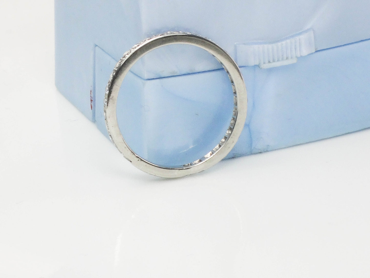 Vintage Platinum Diamond Eternity Band: Thin Natural Diamond Wedding Ring, .75 TDW, Size 9