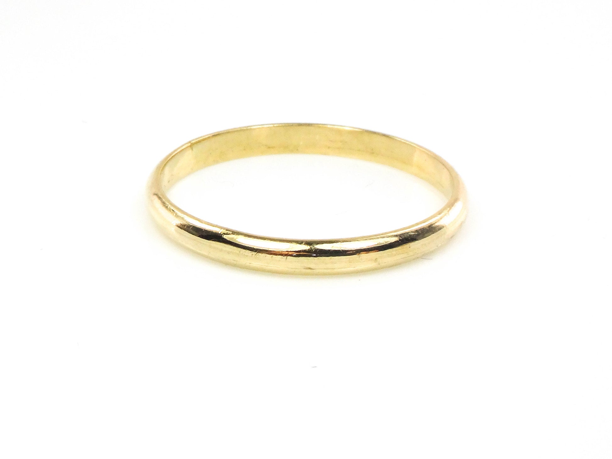 Vintage Thin 14k Yellow Solid Gold Wedding Band 2.4 MM Stacking Ring - Size 10.75