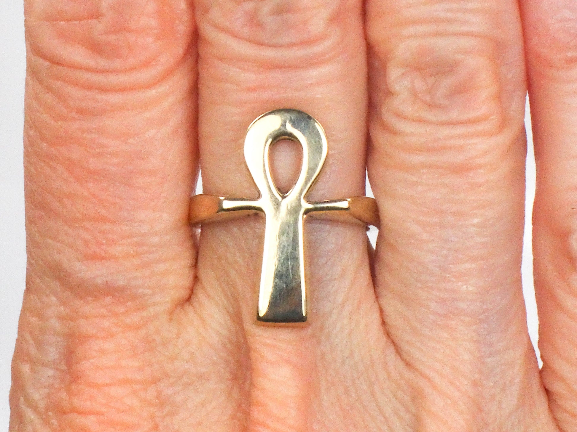 Vintage 14k Gold Ankh Ring - Egyptian Key of Life, Size 5.25