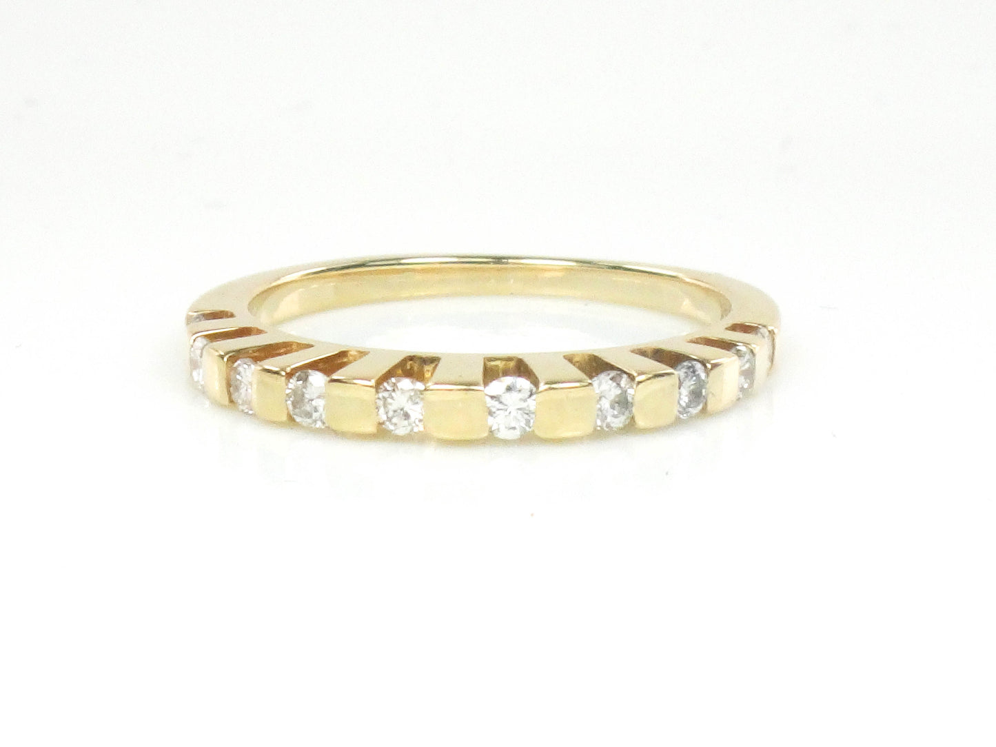 Vintage 14k Yellow Gold Round Natural Diamond Ring with Domed Top 1/3 CT TDW Channel Set Diamond Wedding Band Size 4.75