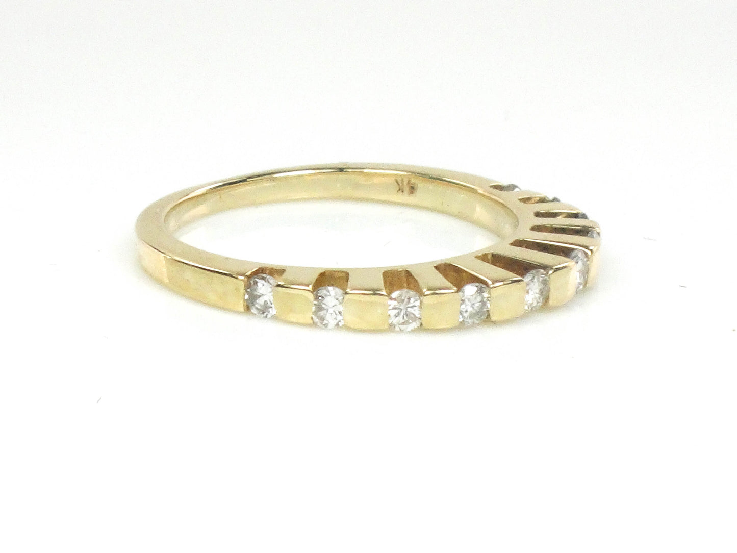 Vintage 14k Yellow Gold Round Natural Diamond Ring with Domed Top 1/3 CT TDW Channel Set Diamond Wedding Band Size 4.75