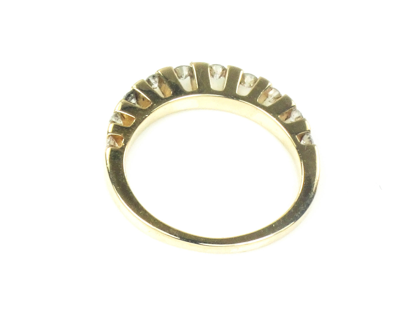Vintage 14k Yellow Gold Round Natural Diamond Ring with Domed Top 1/3 CT TDW Channel Set Diamond Wedding Band Size 4.75