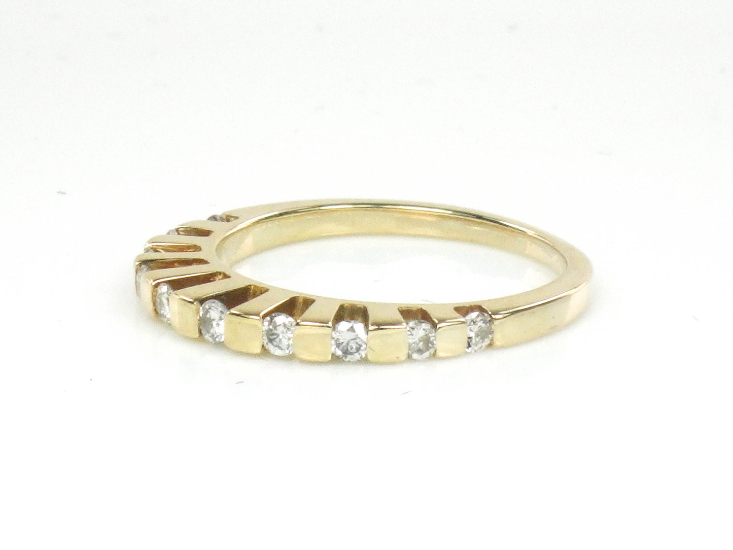 Vintage 14k Yellow Gold Round Natural Diamond Ring with Domed Top 1/3 CT TDW Channel Set Diamond Wedding Band Size 4.75