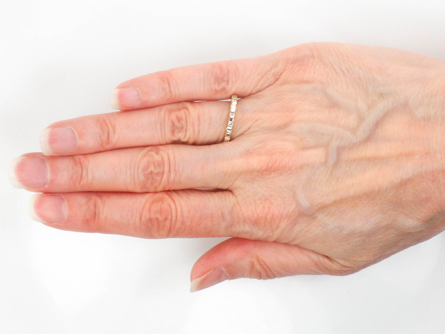 Vintage 14k Yellow Gold Diamond Wedding Band Ring, Size 4.75