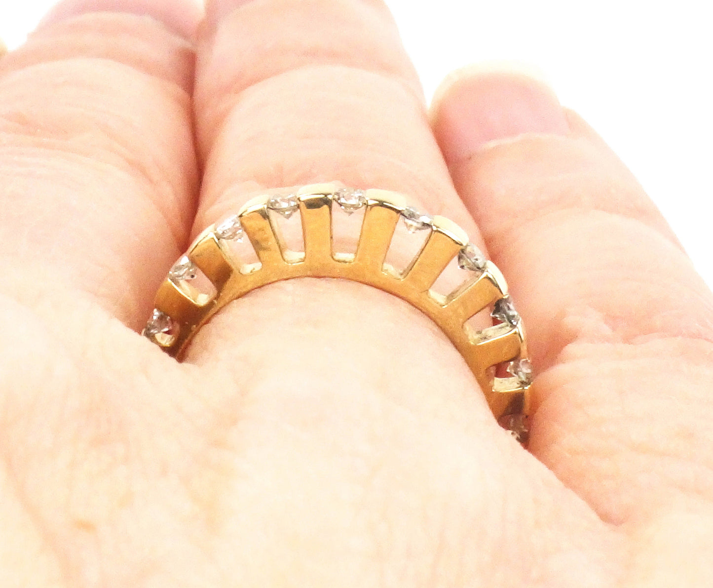 Vintage 14k Yellow Gold Round Natural Diamond Ring with Domed Top 1/3 CT TDW Channel Set Diamond Wedding Band Size 4.75