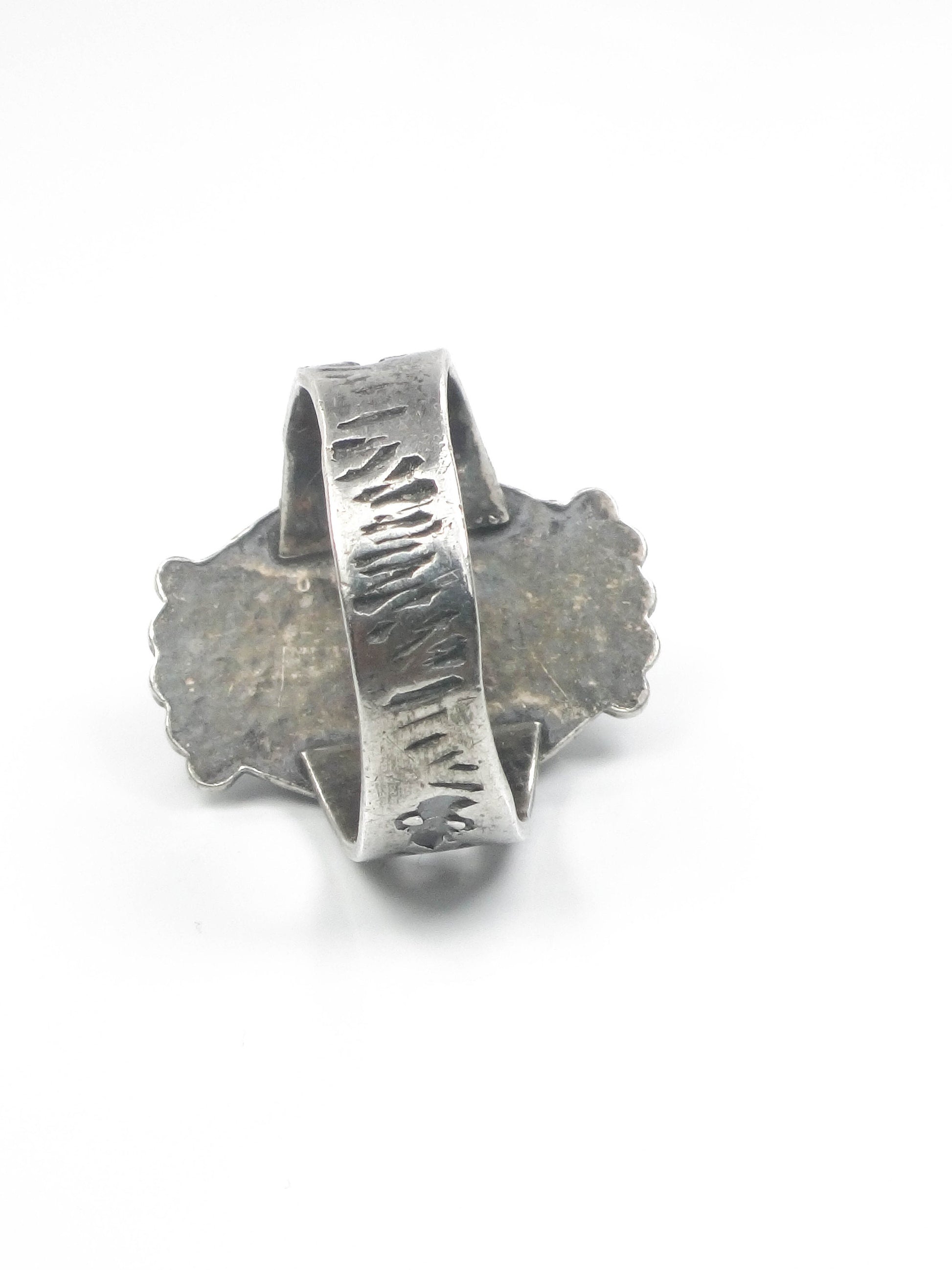 Vintage Green Turquoise Sterling Silver Ring - Native American Style, Size 6.5