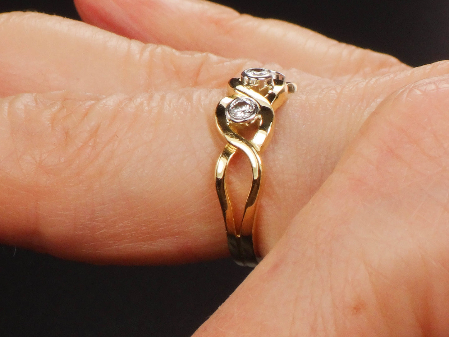 Vintage 18k Four Diamond Ring Diamond Wedding Band Approx .50 Carats TDW Size 6