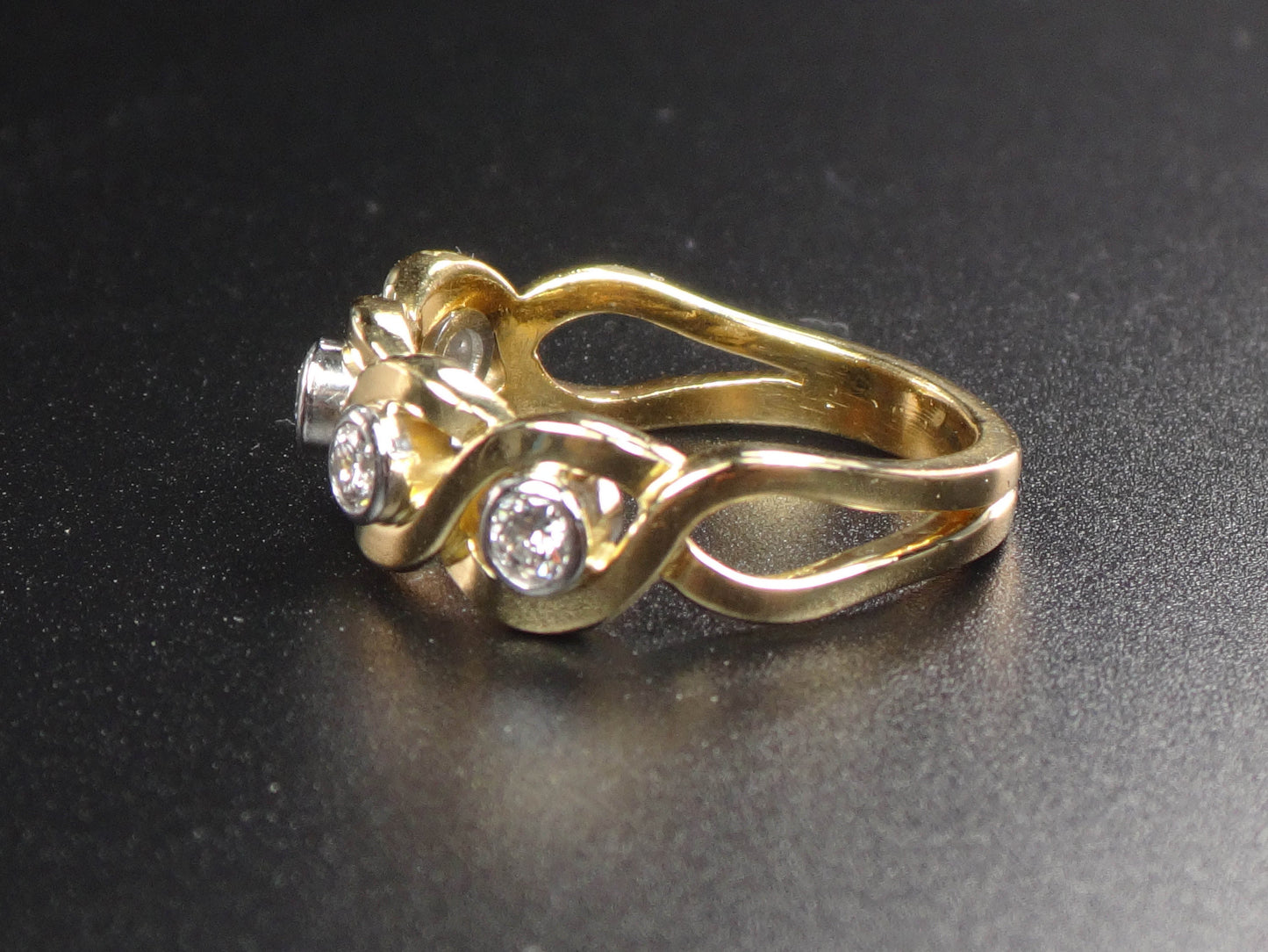 Vintage 18k Four Diamond Ring Diamond Wedding Band Approx .50 Carats TDW Size 6