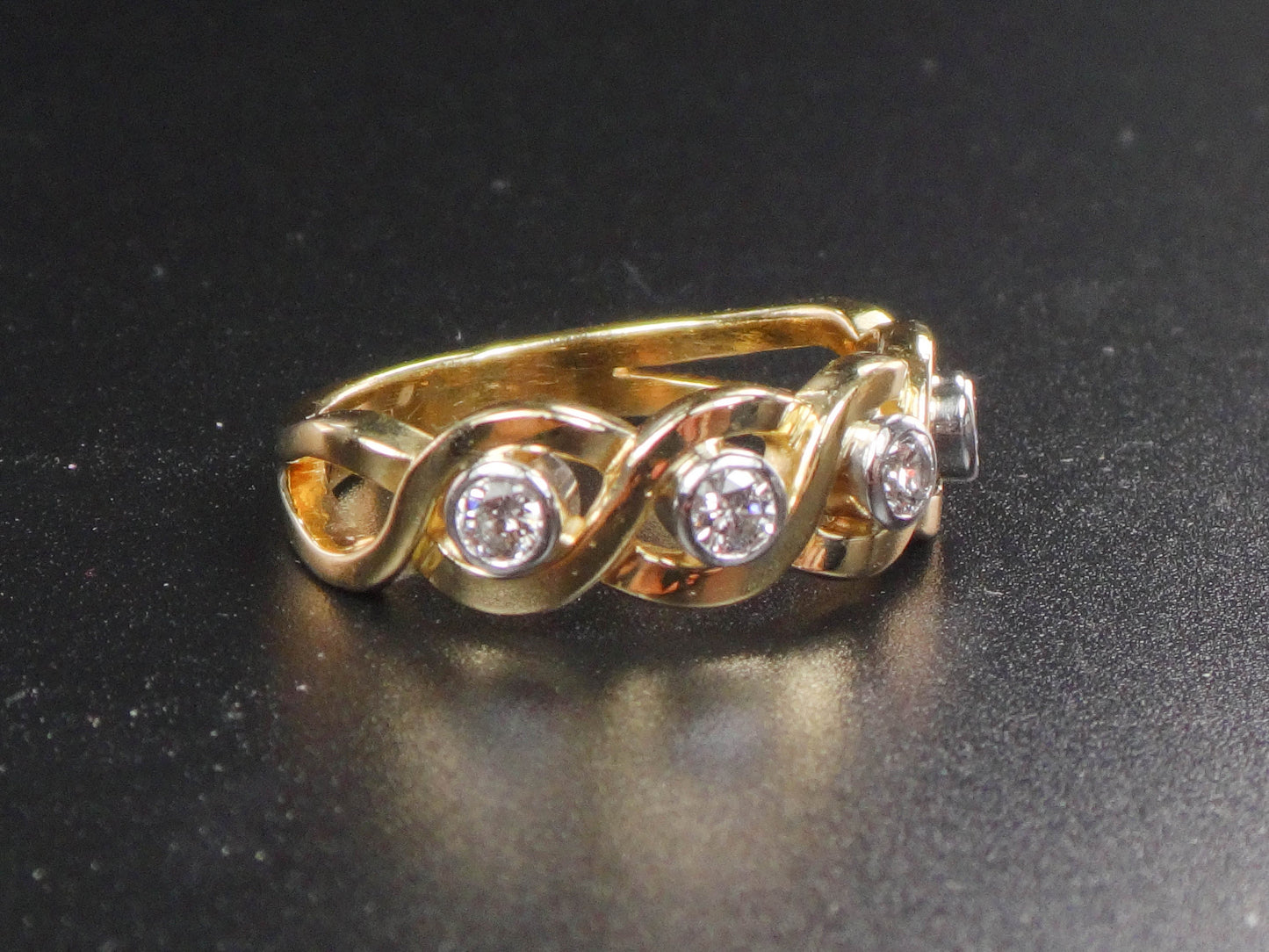 Vintage 18k Four Diamond Ring Diamond Wedding Band Approx .50 Carats TDW Size 6