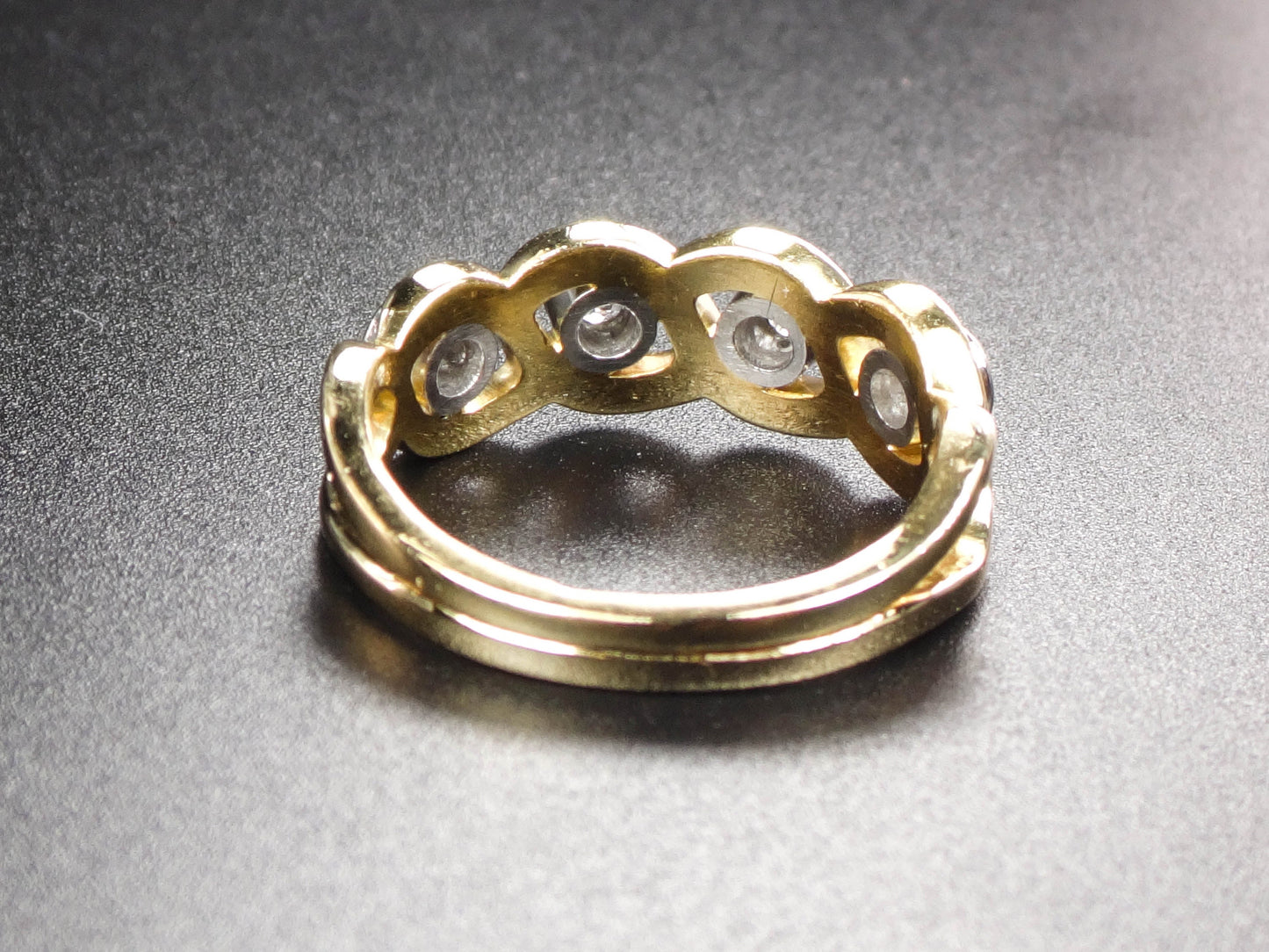 Vintage 18k Four Diamond Ring Diamond Wedding Band Approx .50 Carats TDW Size 6